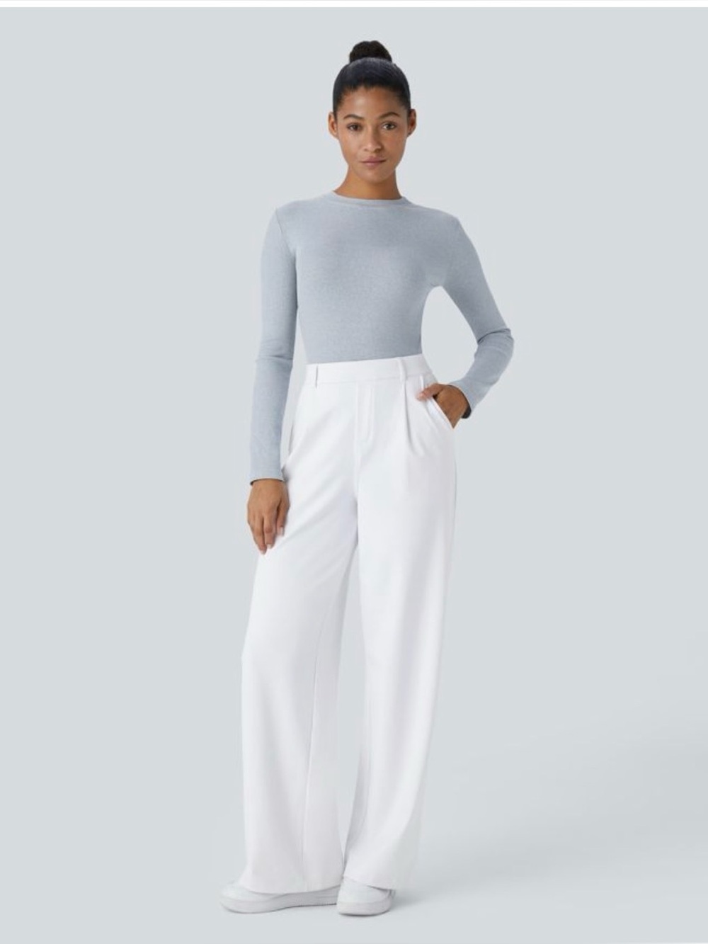 Halara High-Waist White Trousers